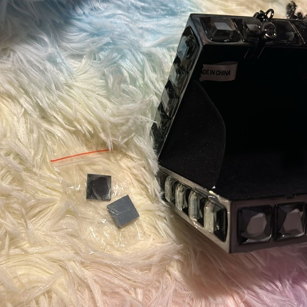 CRYSTAL METAL CLUTCH EVENING BAG y3k - Picture 7 of 8